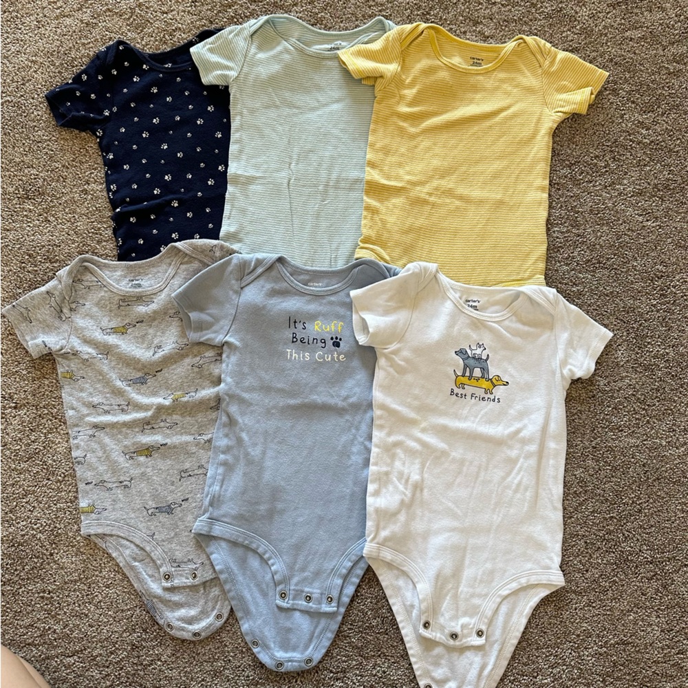 6 Carters bodysuits - dog themed